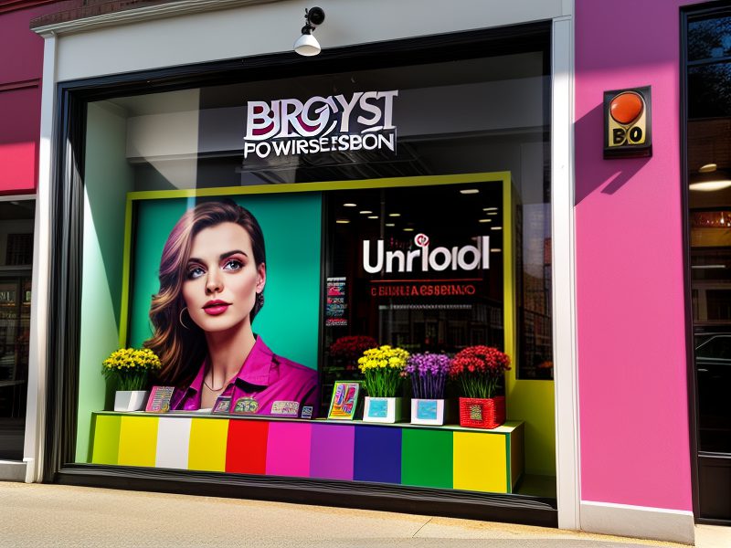 MK Folientechnik Außenwerbung und Lichtreklame: Leuchtende Schilder und kreative Folienbeklebungen an einer Gebäudefassade, die in kräftigen Farben und klaren Designs Aufmerksamkeit erregen und die Markenbotschaft deutlich hervorheben.