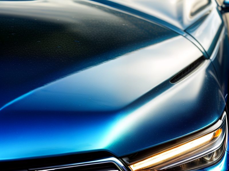 Eine Nahaufnahme eines Autos wo man den linken Teil der Motorhaube und ein wenig den Scheinwerfer sieht, ein Bild von MK Folientechnik